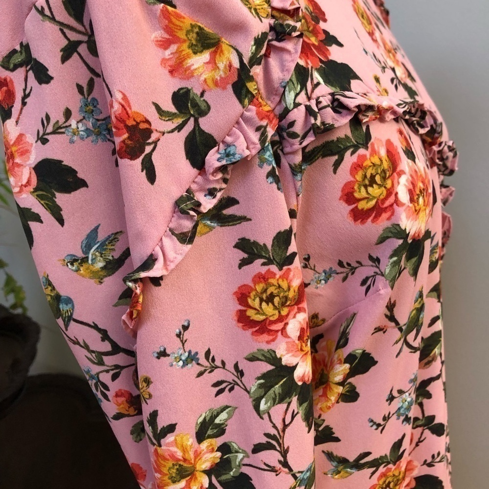TOPSHOP pinkish rose floral dress long sleeve lightweight size 10 - Picture 10 of 16